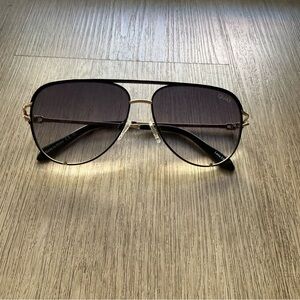 quay australia high key twist black metal aviator sunglasses eyewear NEW